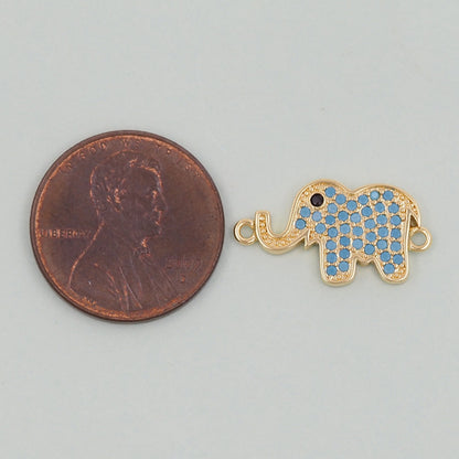 Gold Elephant Charms,18K Gold Filled CZ Elephant Pendant,Elephant Connector Charm Bracelet Necklace for DIY Jewelry Making Supply