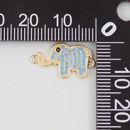 Gold Elephant Charms,18K Gold Filled CZ Elephant Pendant,Elephant Connector Charm Bracelet Necklace for DIY Jewelry Making Supply
