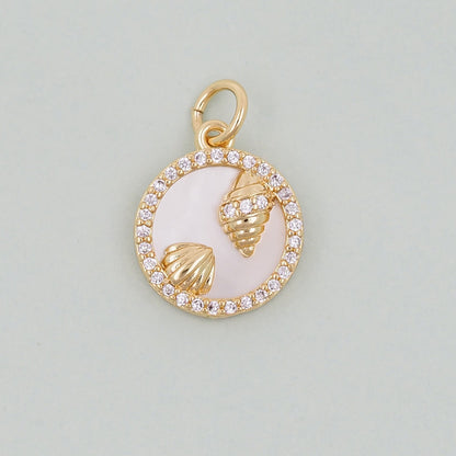 18K Gold Filled Shell Charm Pendant for Jewelry Making