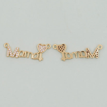 Gold Mama Charms,18K Gold Filled Mama Pendant,Mama Charm Bracelet Necklace for DIY Jewelry Making Supply