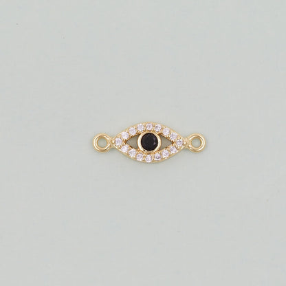 Gold Evil Eye Charms,18K Gold Filled Black Evil Eye Connector Pendant Charm Bracelet Necklace for DIY Jewelry Making Supply