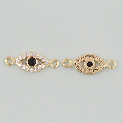 Gold Evil Eye Charms,18K Gold Filled Black Evil Eye Connector Pendant Charm Bracelet Necklace for DIY Jewelry Making Supply