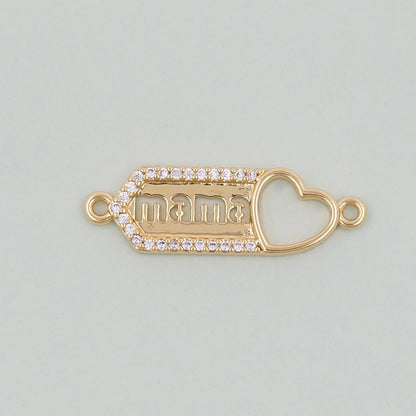 Gold Mama Charms,18K Gold Filled Mama Pendant,Mama Charm Bracelet Necklace for DIY Jewelry Making Supply