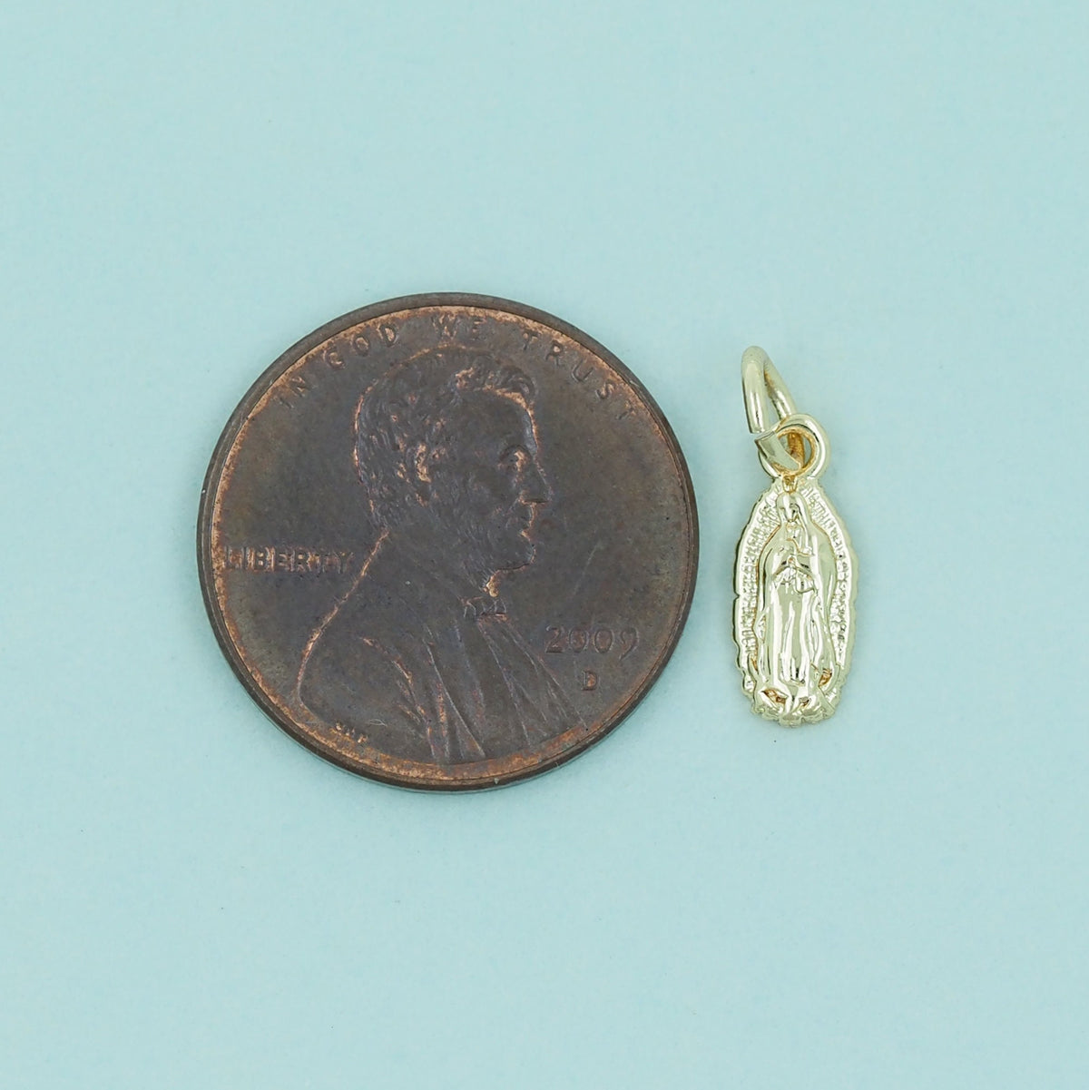 Gold Our Lady of Guadalupe Charms,18K Gold Filled virgin mary Pendant Charm Bracelet Necklace for DIY Jewelry Making Supply