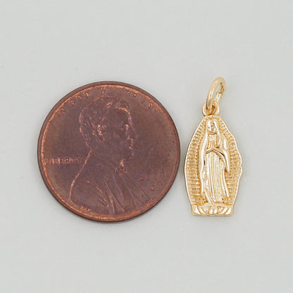 Gold Our Lady of Guadalupe Charms,18K Gold Filled virgin mary Pendant Charm Bracelet Necklace for DIY Jewelry Making Supply