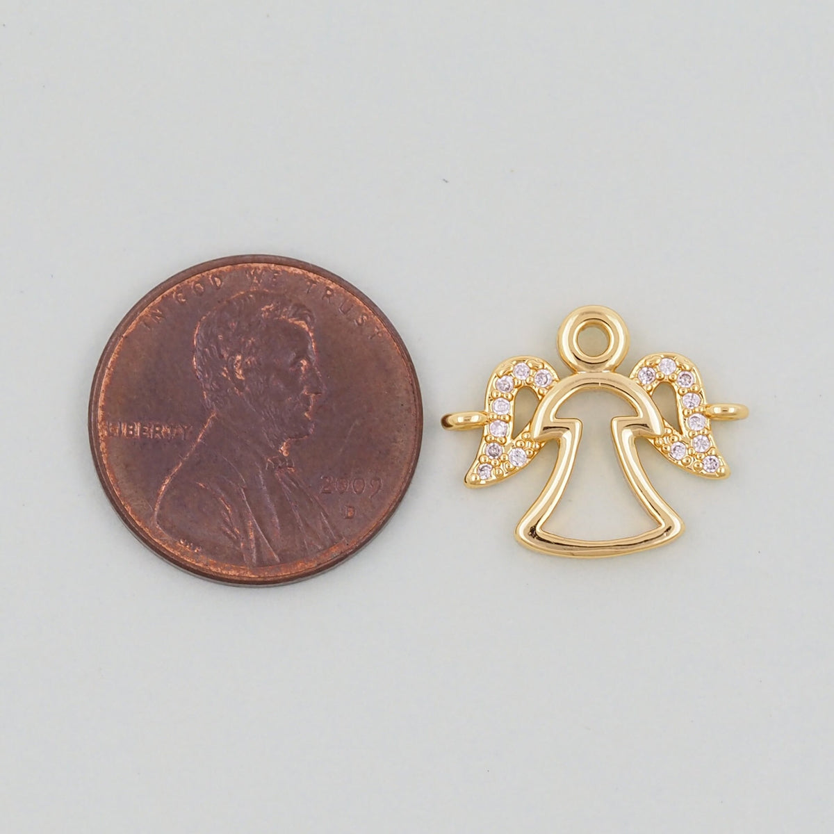 18K Gold Filled Angel CZ Charm Pendant for Jewelry Making