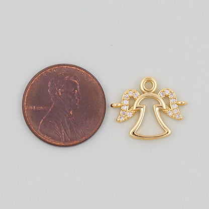 18K Gold Filled Angel CZ Charm Pendant for Jewelry Making
