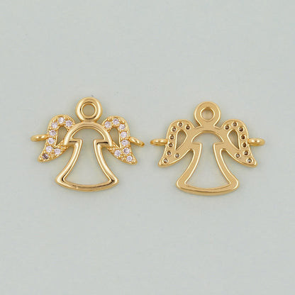18K Gold Filled Angel CZ Charm Pendant for Jewelry Making