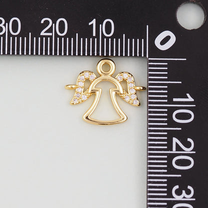 18K Gold Filled Angel CZ Charm Pendant for Jewelry Making