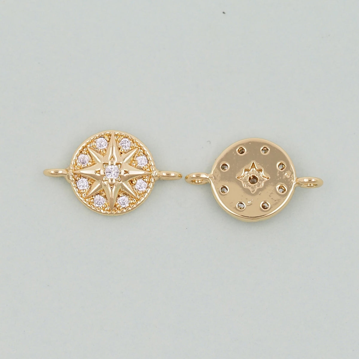 18K Gold Filled Cubic Zirconia North Star Connector for Jewelry Making