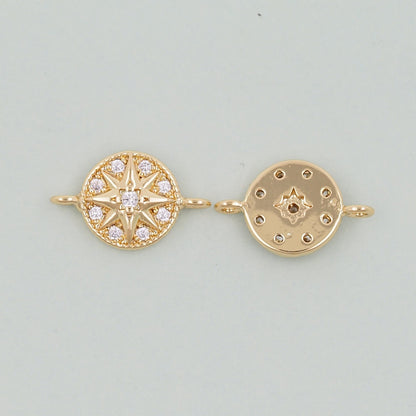 18K Gold Filled Cubic Zirconia North Star Connector for Jewelry Making