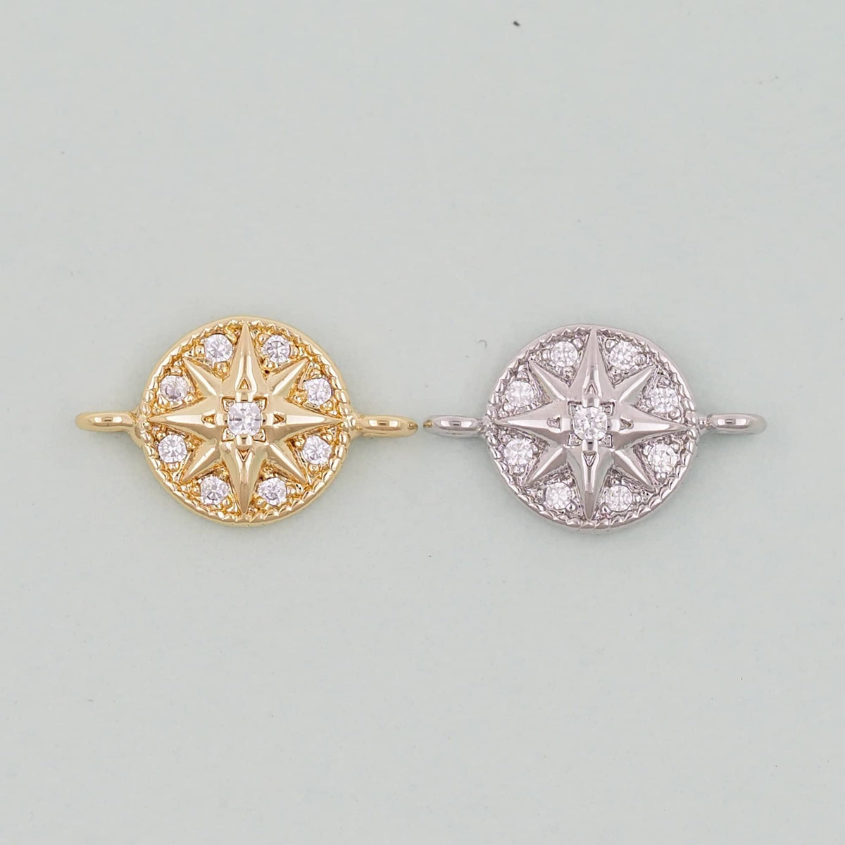 18K Gold Filled Cubic Zirconia North Star Connector for Jewelry Making