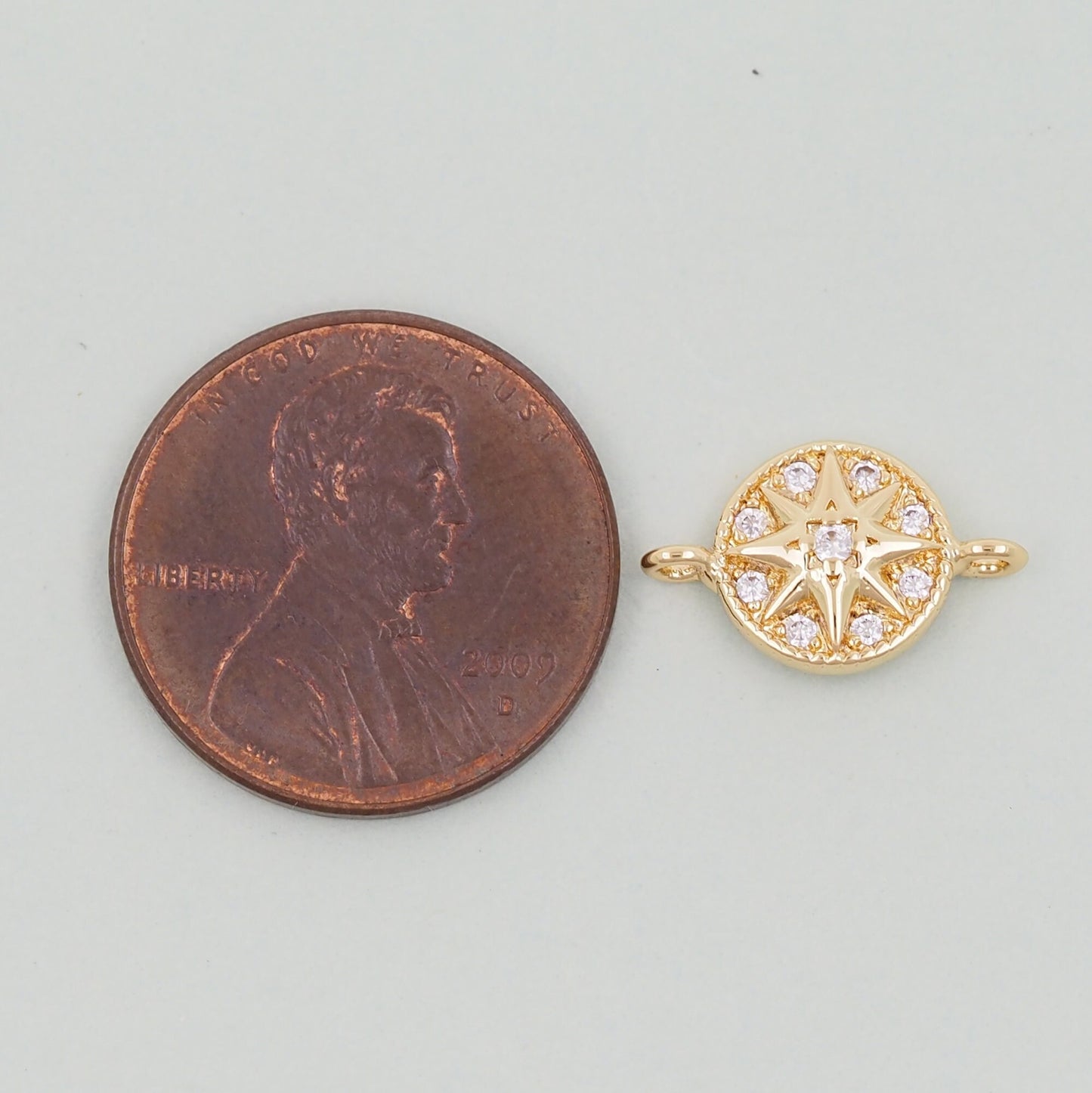 18K Gold Filled North Star Connector Pendant,CZ Micro Pave North Star Charm Bracelet Necklace for DIY Jewelry Making Supply