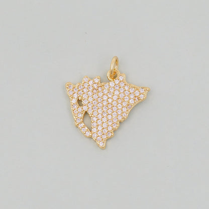 18K Gold Filled map Pendant,Map Charm Bracelet Necklace for DIY Jewelry Making Supply