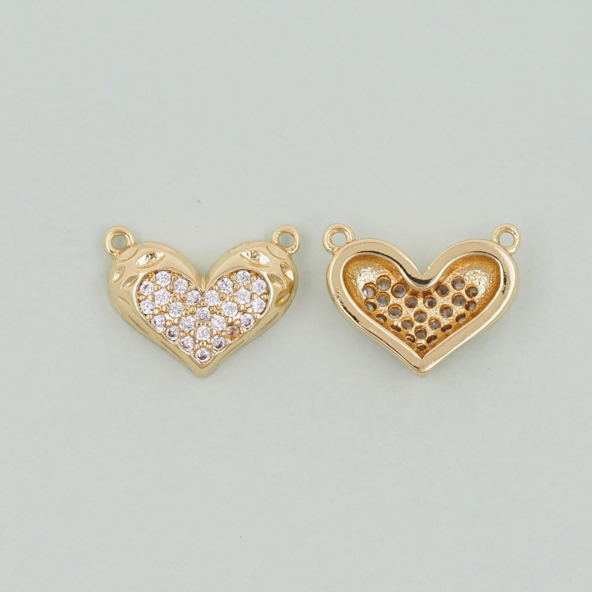Gold Heart Charms,18K Gold Filled Heart Pendant,Heart Charm Bracelet Necklace for DIY Jewelry Making Supply