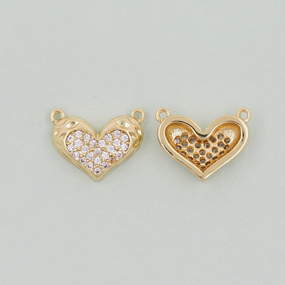 Gold Heart Charms,18K Gold Filled Heart Pendant,Heart Charm Bracelet Necklace for DIY Jewelry Making Supply