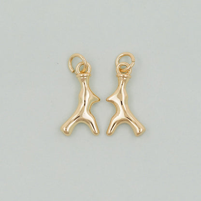Gold geometry Charm,18K Gold Filled Geometric Pendant,elk horns Charm Bracelet Necklace for DIY Jewelry Making Supply