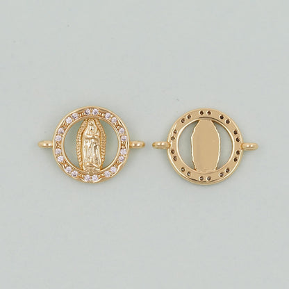 Gold Our Lady of Guadalupe Charms,18K Gold Filled virgin mary Pendant Charm Bracelet Necklace for DIY Jewelry Making Supply