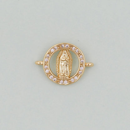 Gold Our Lady of Guadalupe Charms,18K Gold Filled virgin mary Pendant Charm Bracelet Necklace for DIY Jewelry Making Supply