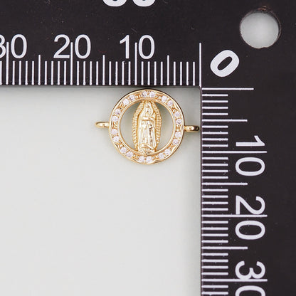 Gold Our Lady of Guadalupe Charms,18K Gold Filled virgin mary Pendant Charm Bracelet Necklace for DIY Jewelry Making Supply