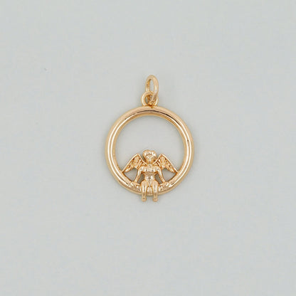 18K Gold Filled Angel CZ Charm Pendant for Jewelry Making