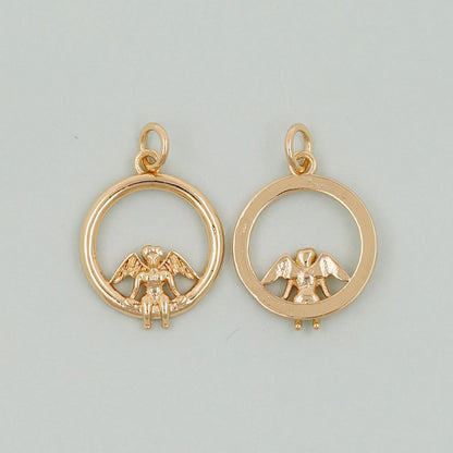 18K Gold Filled Angel CZ Charm Pendant for Jewelry Making
