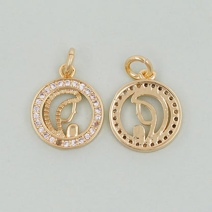 Gold Our Lady of Guadalupe Charms,18K Gold Filled virgin mary prayer Pendant Charm Bracelet Necklace for DIY Jewelry Making S