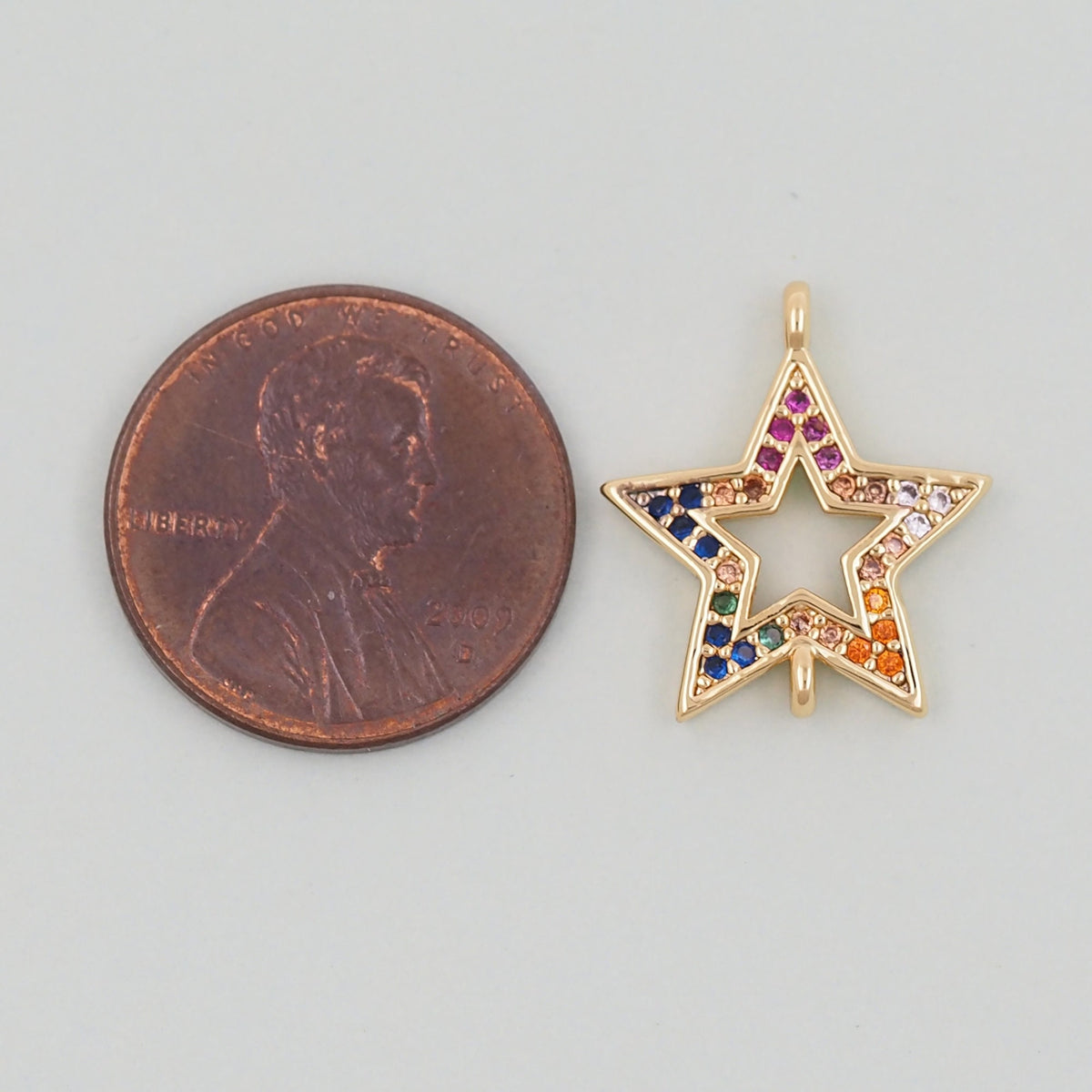 18K Gold Filled Star Pendant,CZ Micro Pave Star Charm Bracelet Necklace for DIY Jewelry Making Supply