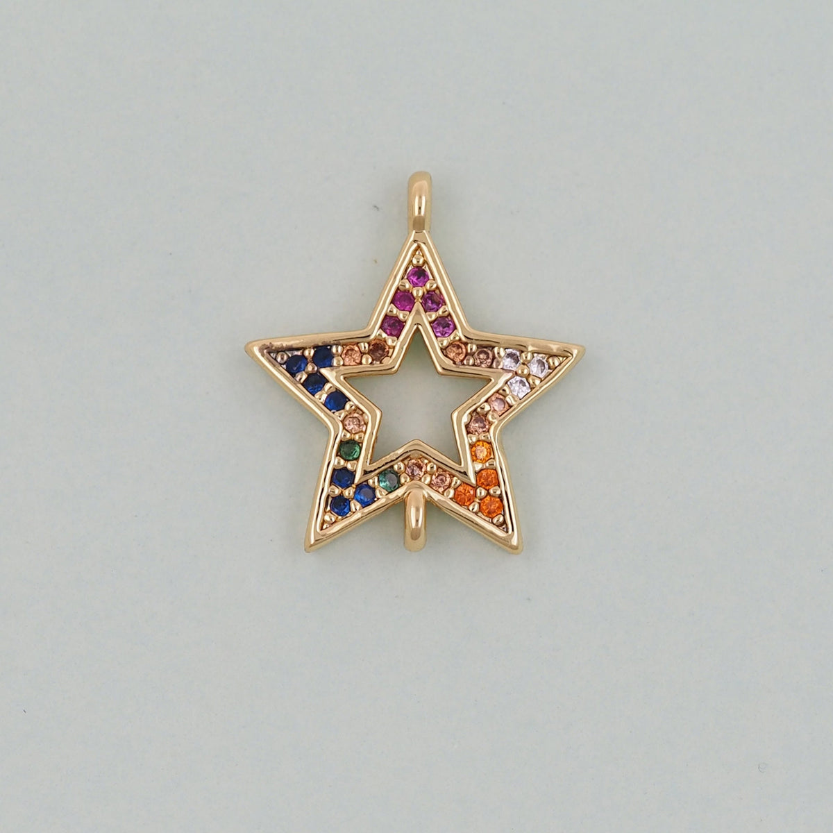 18K Gold Filled Star Pendant,CZ Micro Pave Star Charm Bracelet Necklace for DIY Jewelry Making Supply