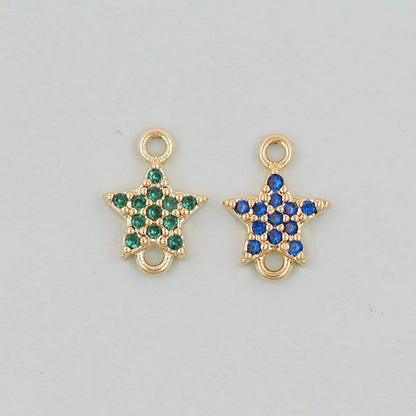 18K Gold Filled Star Pendant,CZ Micro Pave Star Charm Bracelet Necklace for DIY Jewelry Making Supply