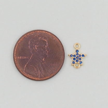 18K Gold Filled Star Pendant,CZ Micro Pave Star Charm Bracelet Necklace for DIY Jewelry Making Supply