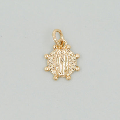 Gold Our Lady of Guadalupe Charms,18K Gold Filled virgin mary Pendant Charm Bracelet Necklace for DIY Jewelry Making Supply