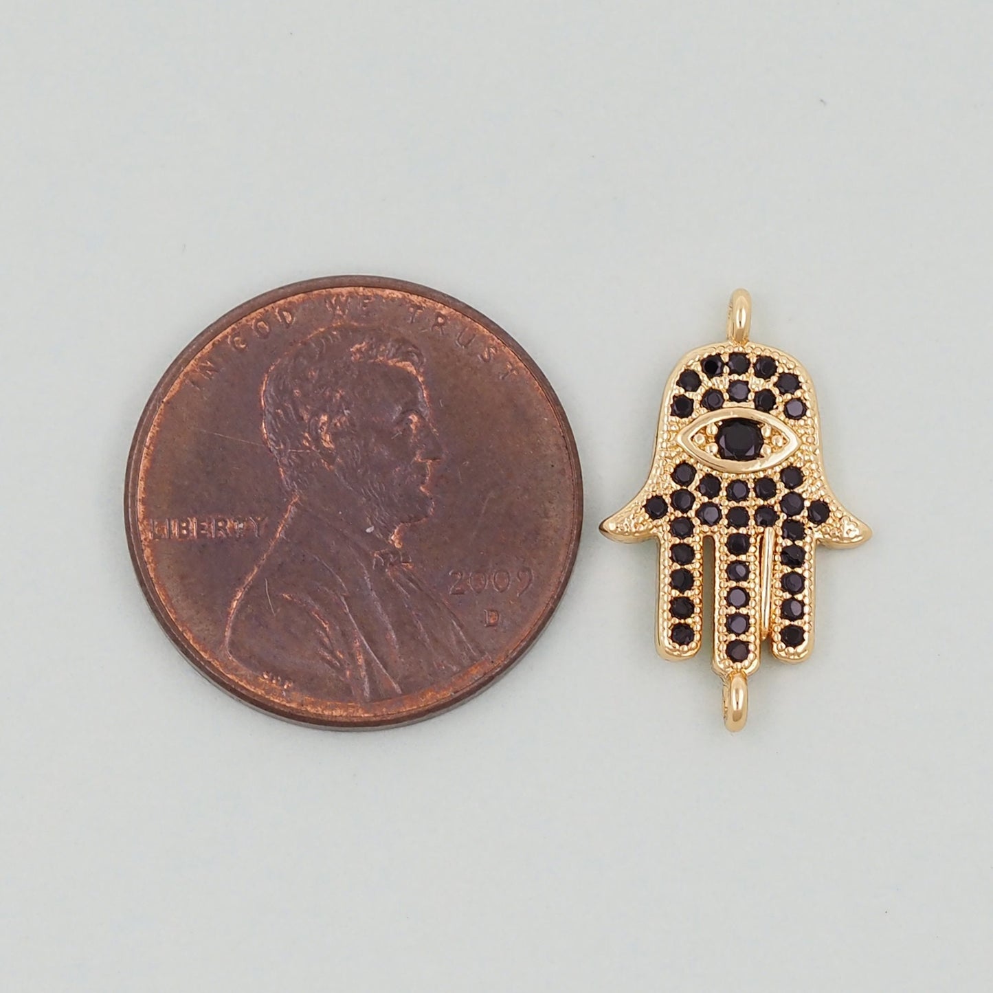 Gold Hamsa  Connector Charms,18K Gold Filled Hamsa Evil eye Pendant,CZ Micro Pave Hamsa Bracelet Necklace for DIY Jewelry Making Supply