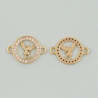 Gold Angel Connector Charms,18K Gold Filled Angel Pendant,Angel Charm Bracelet Necklace for DIY Jewelry Making Supply