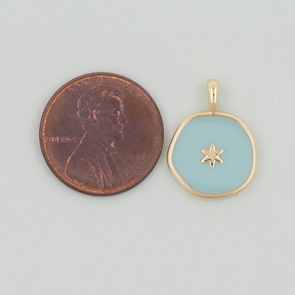 18K Gold Filled north star Pendant,Enamel Star Charm Bracelet Necklace for DIY Jewelry Making Supply
