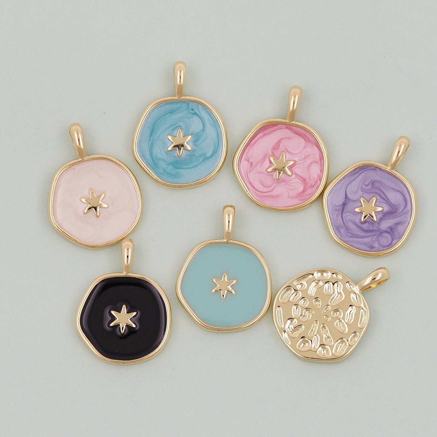 18K Gold Filled north star Pendant,Enamel Star Charm Bracelet Necklace for DIY Jewelry Making Supply