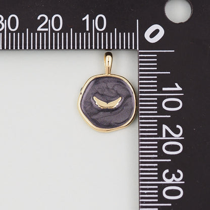 18K Gold Filled Wings Pendant,Enamel Wings Charm Bracelet Necklace for DIY Jewelry Making Supply