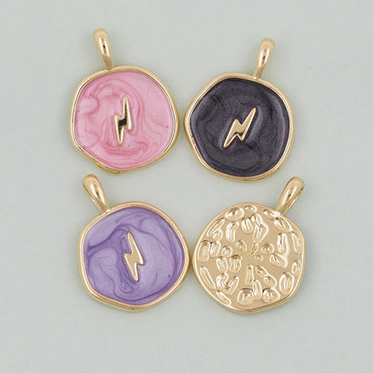 18K Gold Filled lightning Pendant,Enamel lightning Charm Bracelet Necklace for DIY Jewelry Making Supply