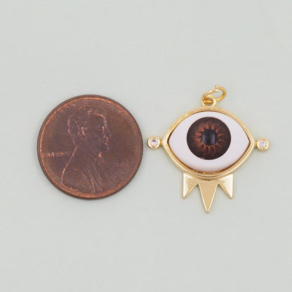 18K Gold Filled Evil Eye Charm Pendant for Jewelry Making