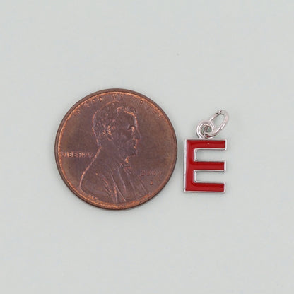 Gold letter Charms,18K Gold Filled letter Pendant,Red enamel initial Charm Bracelet Necklace for DIY Jewelry Making Supply