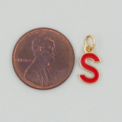 18K Gold Filled Enamel Letter Charm Pendant for Jewelry Making