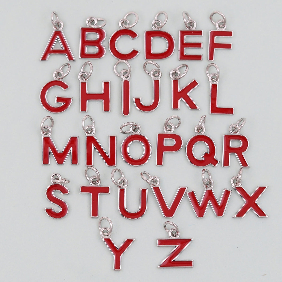 Gold letter Charms,18K Gold Filled letter Pendant,Red enamel initial Charm Bracelet Necklace for DIY Jewelry Making Supply