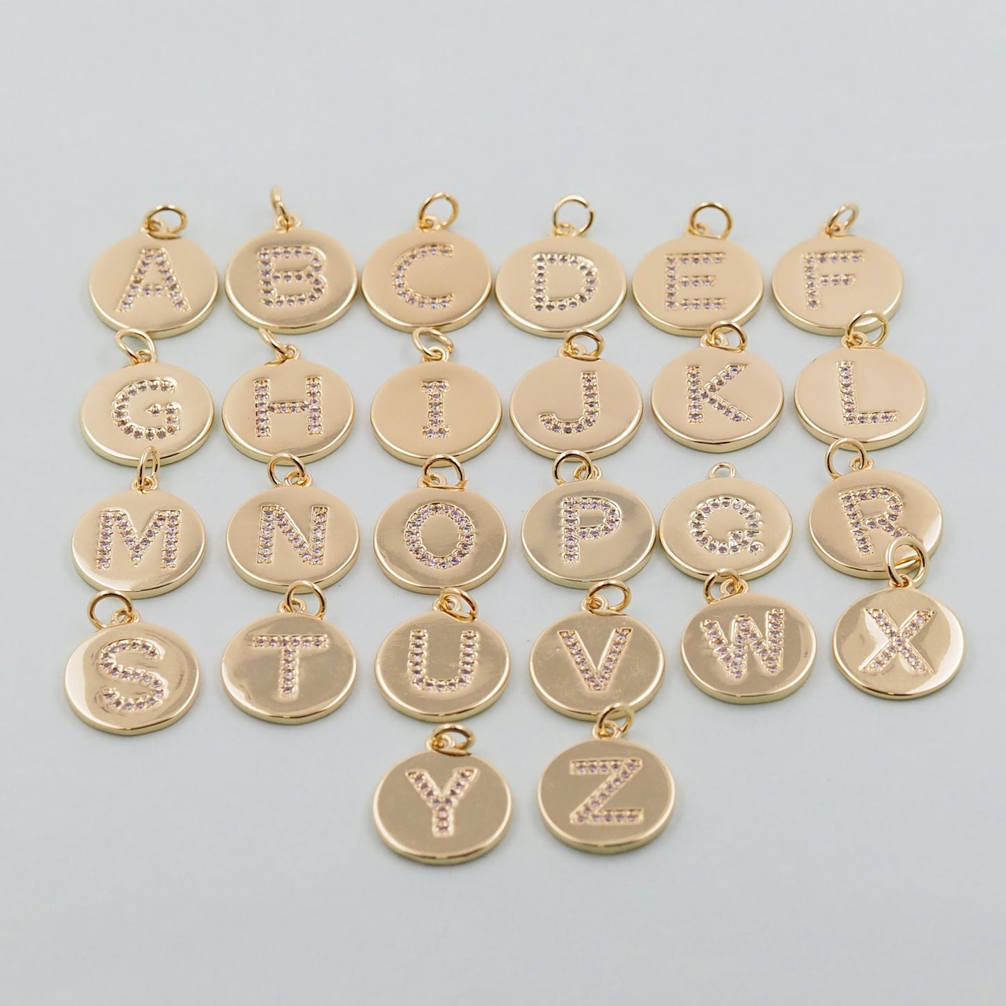 Gold letter Charms,18K Gold Filled letter Pendant,initial Charm Bracelet Necklace for DIY Jewelry Making Supply