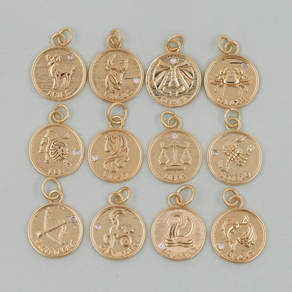 18K Gold Filled Zodiac Constellation Charms,Zodiac Symbol,Horoscope Charm,Gold Astrological Zodiac Sign Minimalist Jewelry