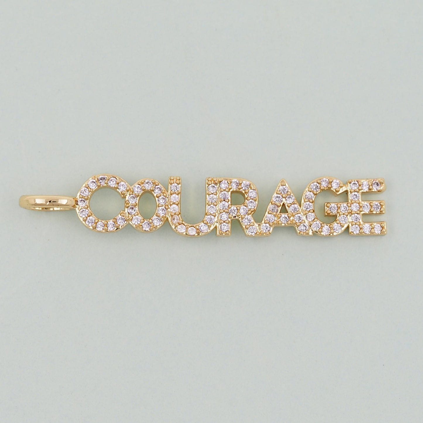 Gold Courage Charms,18K Gold Filled courage Pendant,courage Charm Bracelet Necklace for DIY Jewelry Making Supply