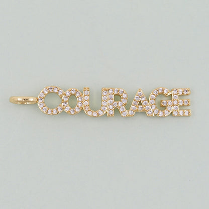 Gold Courage Charms,18K Gold Filled courage Pendant,courage Charm Bracelet Necklace for DIY Jewelry Making Supply