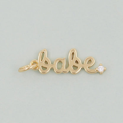 Gold letter Charms,18K Gold Fille Babe Pendant,Babe Charm Bracelet Necklace for DIY Jewelry Making Supply