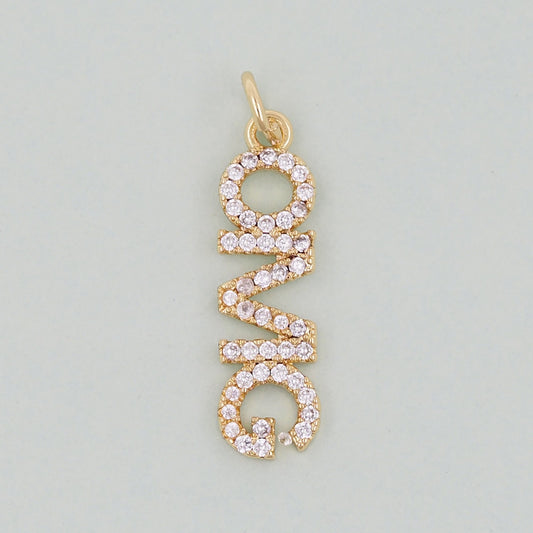 Gold letter Charms,18K Gold Fille OMG Pendant,omg Charm Bracelet Necklace for DIY Jewelry Making Supply
