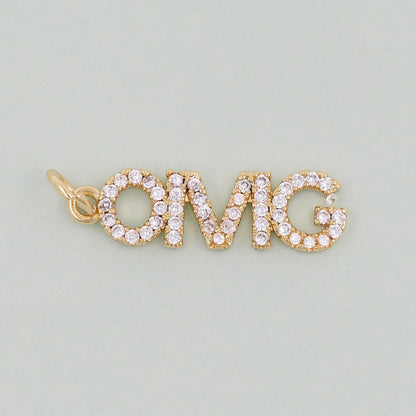 Gold letter Charms,18K Gold Fille OMG Pendant,omg Charm Bracelet Necklace for DIY Jewelry Making Supply