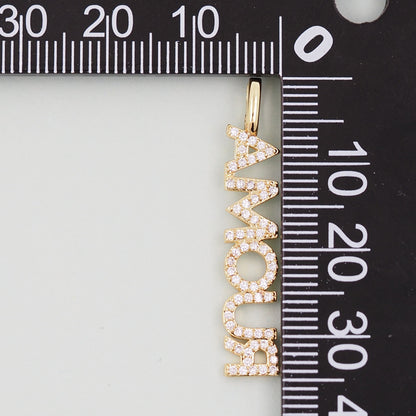Gold letter Charms,18K Gold Fille amour Pendant,amour Charm Bracelet Necklace for DIY Jewelry Making Supply